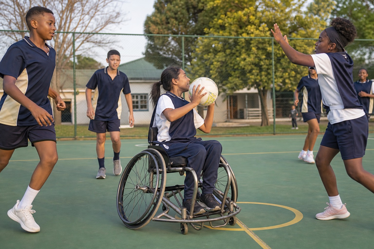 Learners participating together in adaptive school sport